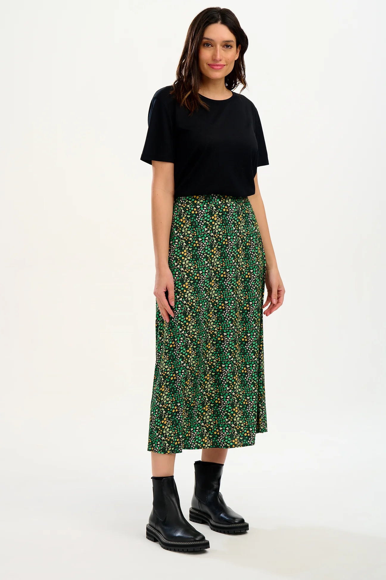 SUGARHILL BRIGHTON-Zora Skirt - Black/Green, Ditsy Floral