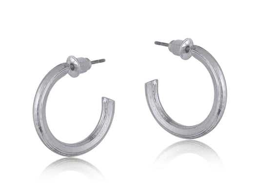 BIG METAL-ANTHONIA HALO SMALL PLATED HOOP EARRINGS SILVER