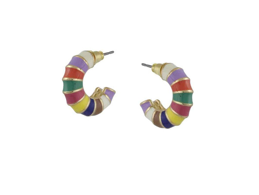 BIG METAL-CLAIRE MULTI COLOURED TINY BAMBOO HOOP EARRINGS