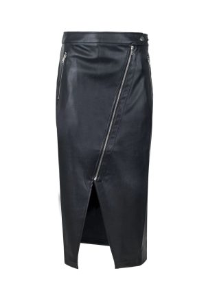 Religion Destination Faux Leather Skirt - Black