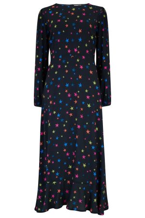 Sugarhill Bliss Midi Dress - Black, Rainbow Star Confetti