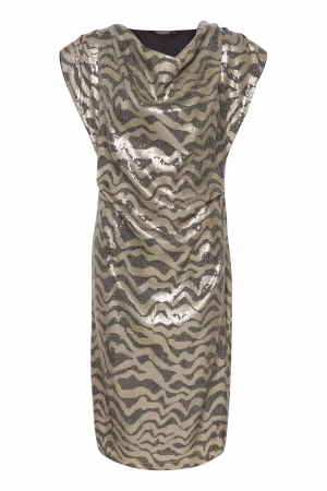 Soaked in Luxury SLSusie Dress  - Golden Animal Sequin
