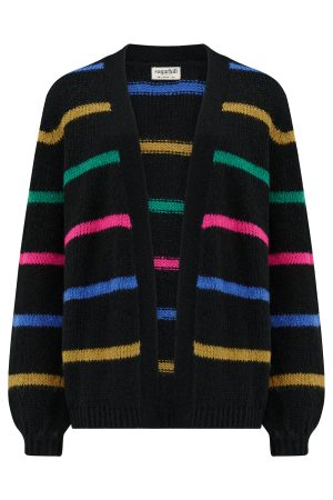 Sugarhill Yvette Cardigan - Black, Bright Lines