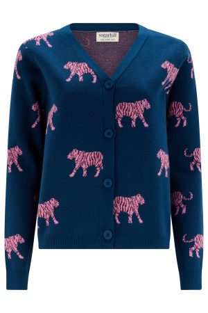 Sugahill Jennifer Cardigan - Teal, Tiger Repeat