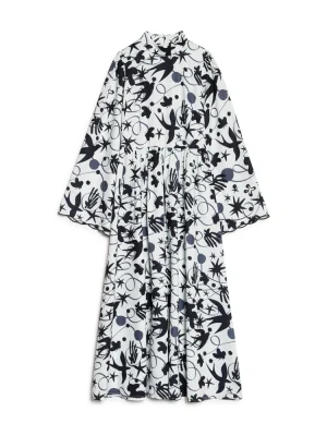 Sister Jane Sketch Print Midi Dress With Headscarf - Black & White