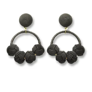 Narratives Black Woven Knot Hoop Earrings