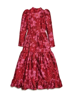 DREAM Divina Jacquard Maxi Dress - Rasberry Pink