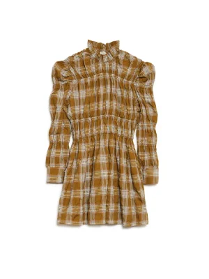 Ghospell Fern Check Ruched Mini Dress