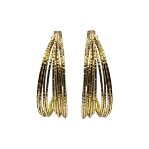Gold multi row hoop earrings by Narratives The Line