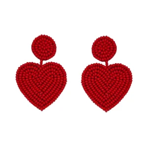 Narratives Red Beaded Heart Earrings