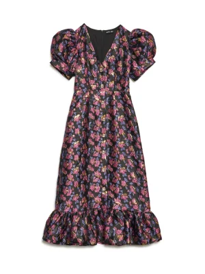 Sister Jane Fortunes Jacquard Midi Dress - Fushia, Black