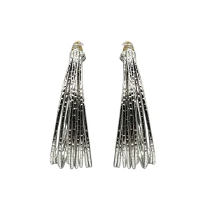Narratives silver multi row hoop earrings with fan-shaped drop